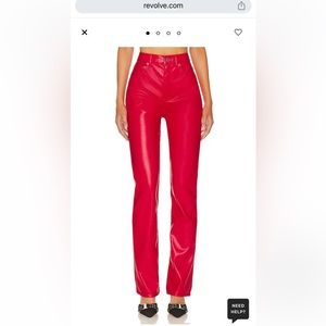 AFRM Heston Straight Leg Red Leather Pant